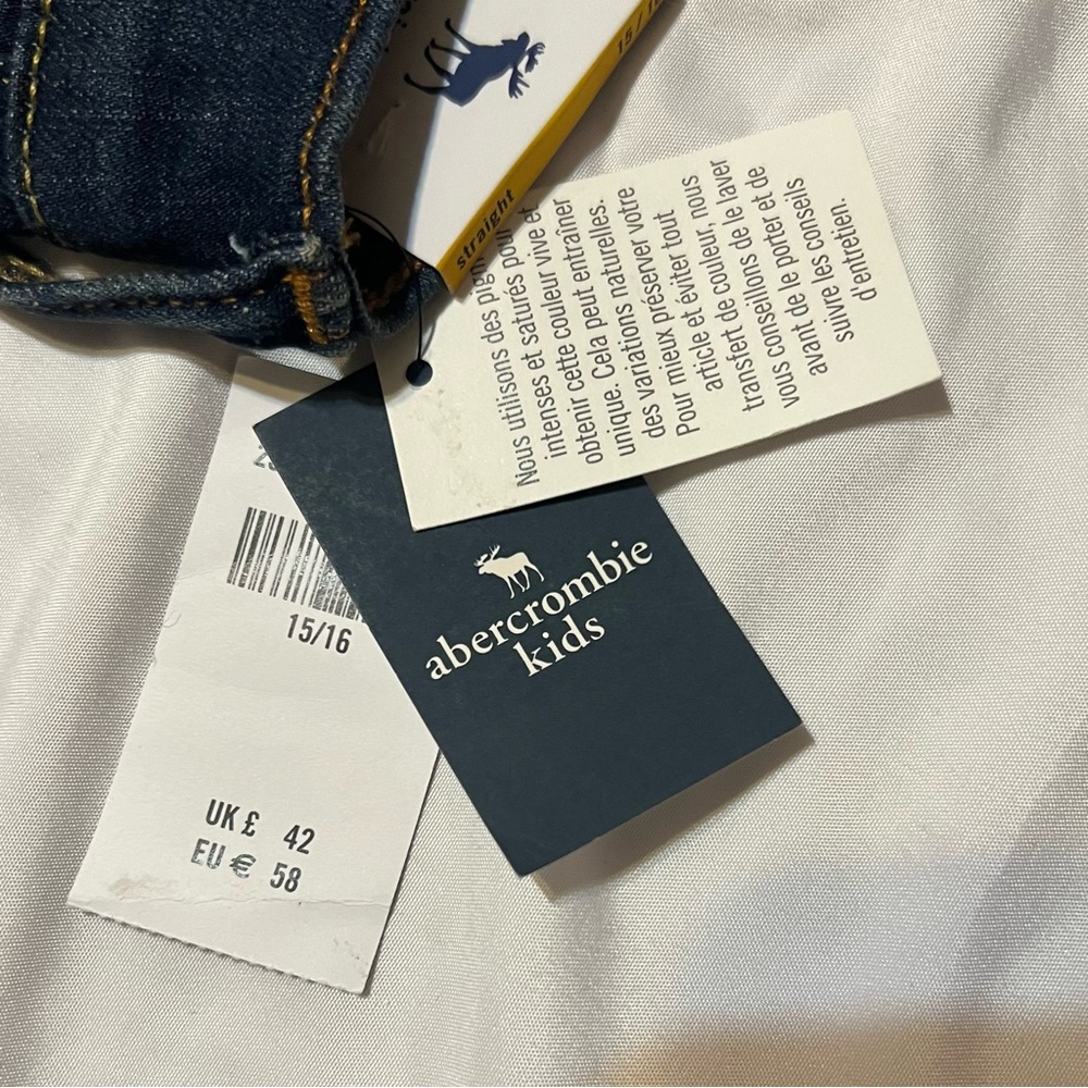 Abercrombie Kids Dark Blue Strait Jeans BOYS Size 15 16 NWT - Picture 8 of 15